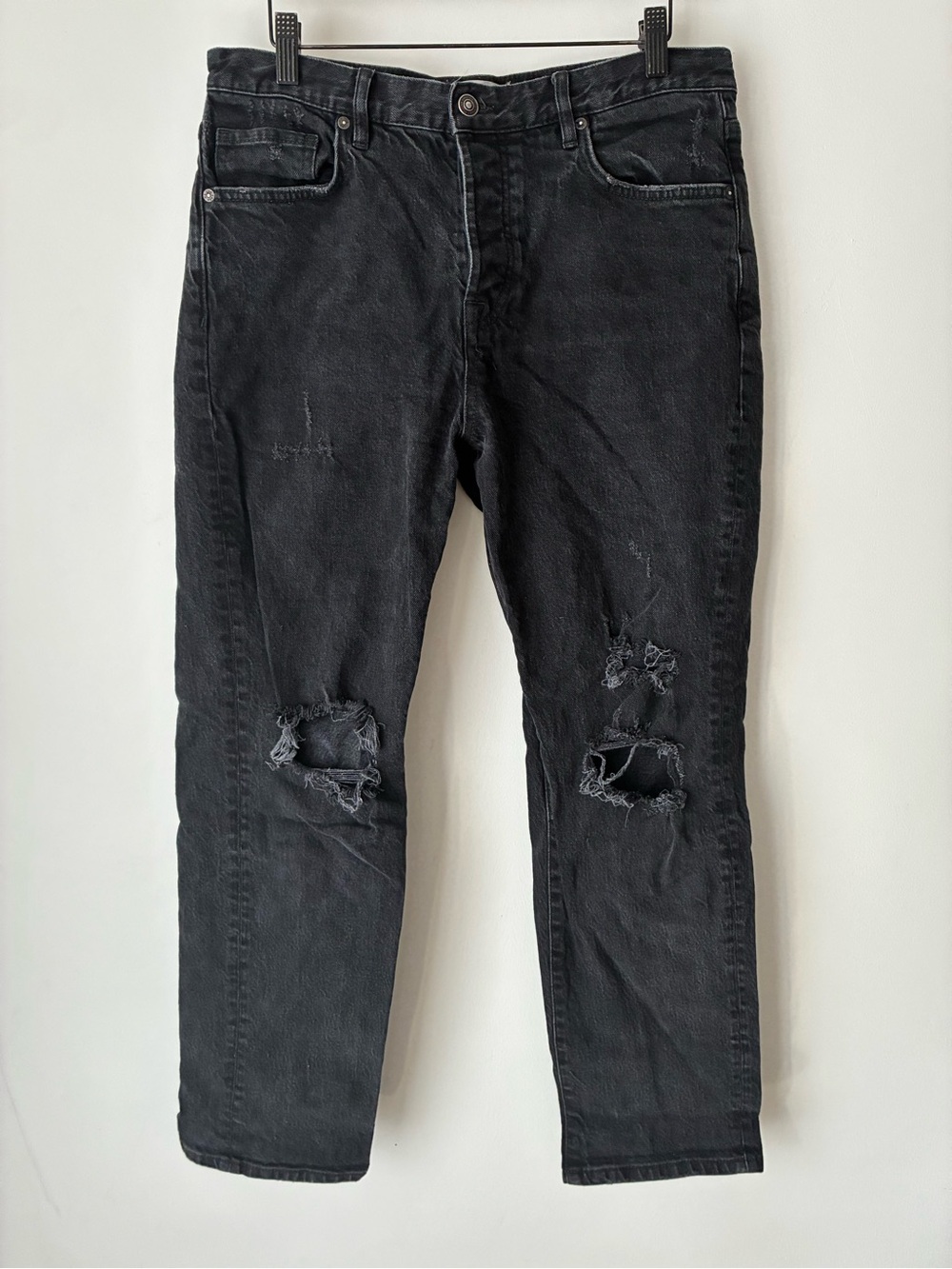 Free People Jeans Women’s 29 Bren Distressed Boyfriend Black Magic High Rise
